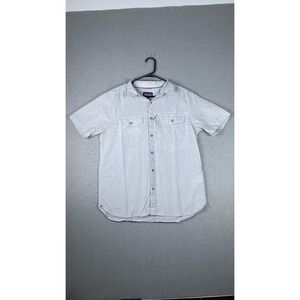 Patagonia Shirt Mens Medium Gray Short Sleeve Button Up Two Pocket Outdoor Woven